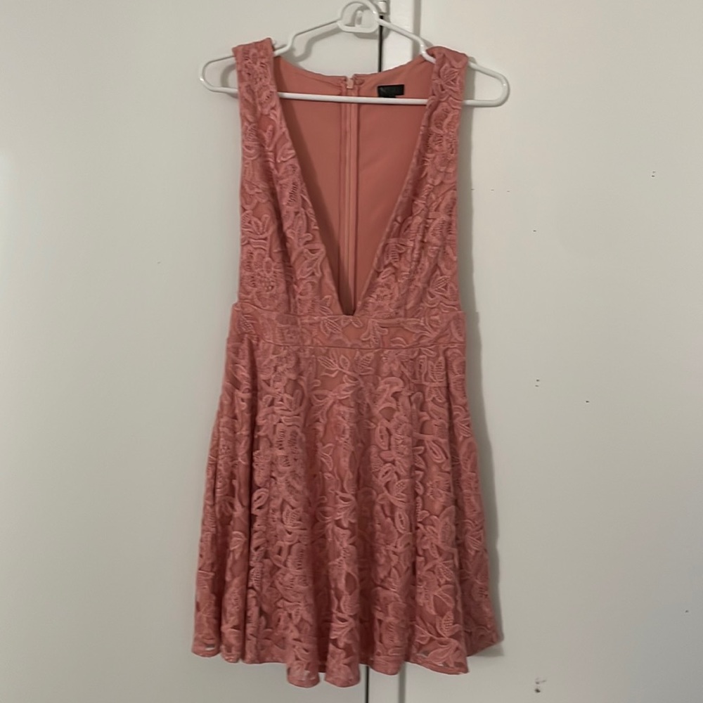 NBD, Low v-neckline dress, Salmon, S - Picture 2 of 4